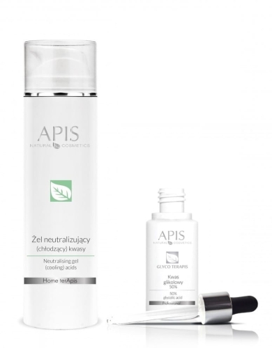 APIS Eksfoliacja ZESTAW - kwas glikolowy 50% 30ml + żel neutralizujący 200ml