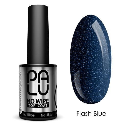PALU Top coat No wipe z brokatem Flash blue 11ml