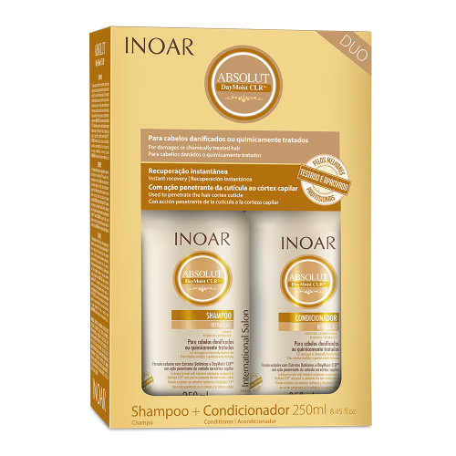 INOAR ABSOLUTE CLR Duo Pack DayMoist ZESTAW do włosów zmęczonych zabiegami chemicznymi Szampon + Odżywka 2x240ml