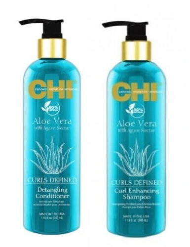 CHI Aloe vera - Szampon 340ml + Odżywka 340ml Zestaw do loków
