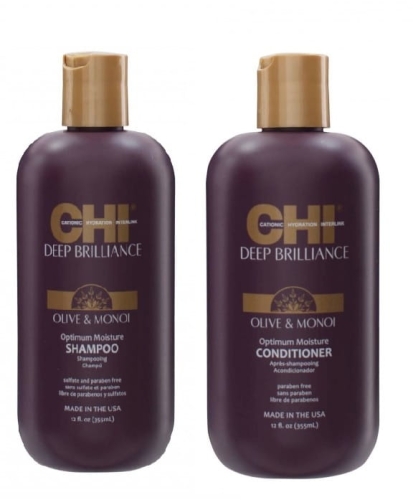 CHI Deep Brilliance - Szampon 355ml + Odżywka 355ml Zestaw nawilżający do włosów suchych i zniszczonych 