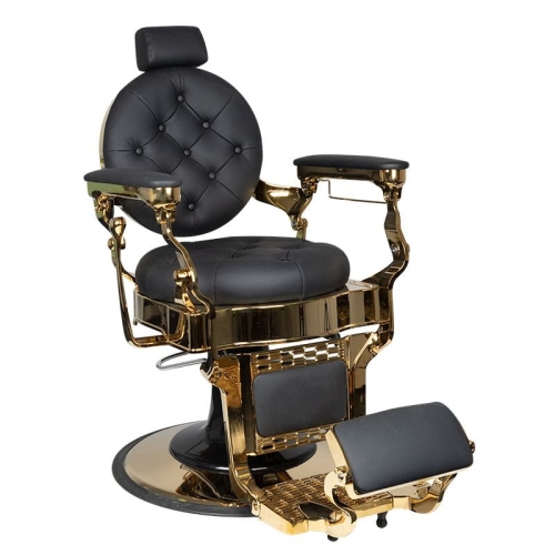 GABBIANO Fotel barberski CLAUDIUS GOLD czarny 