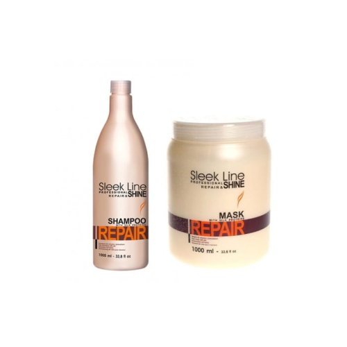 Stapiz Sleek Line Repair Zestaw do włosów zniszczonych Szampon 1000ml + Maska 1000ml 