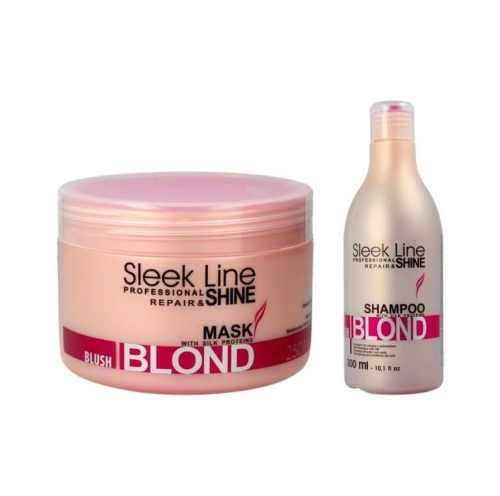 Stapiz Sleek Line Blush Blond Zestaw do włosów blond Szampon różowy  300ml + Maska 250ml