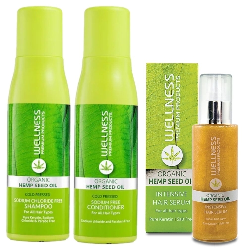 Wellness Premium Zestaw regenerujący do włosów cienkich i lekko kręconych  Szampon 500ml Odżywka 500ml Serum 100ml