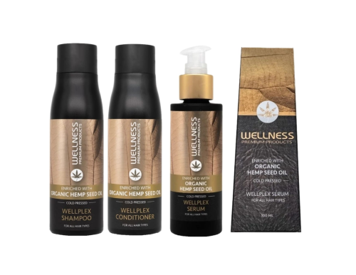 Wellness Premium Wellplex Zestaw wzmacniający do włosów delikatnych i farbowanych Odżywka 500ml  Szampon 500ml Serum 100ml
