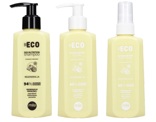 Mila be eco sos nutrition Zestaw regenerujący do włosów szampon 250ml maska 250ml mleczko 250ml