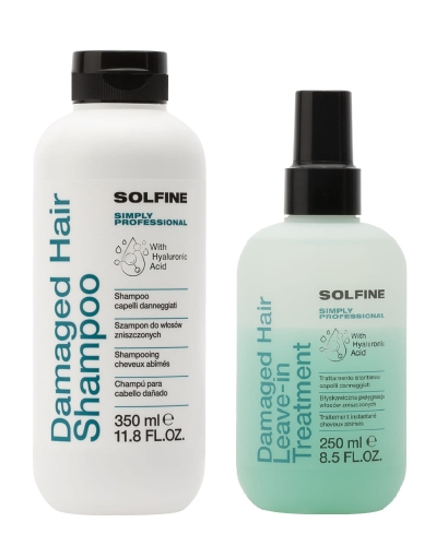 Solfine care damaged hair Zestaw regenerujący do włosów szampon 350ml odżywka w sprayu 250ml