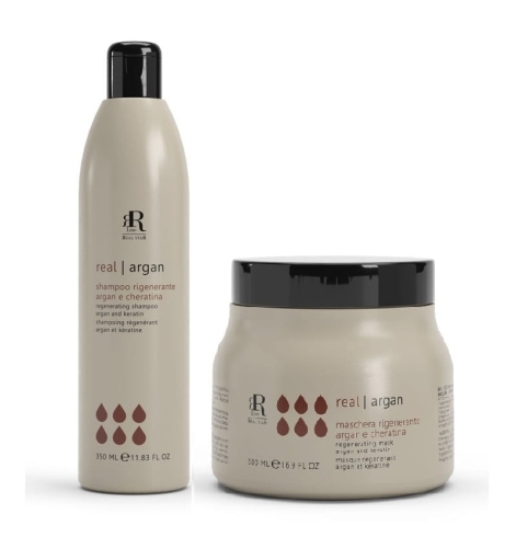 RR LINE ARGAN STAR - Szampon regenerujący 350ml + Maska 500ml Zestaw do włosów zniszczonych