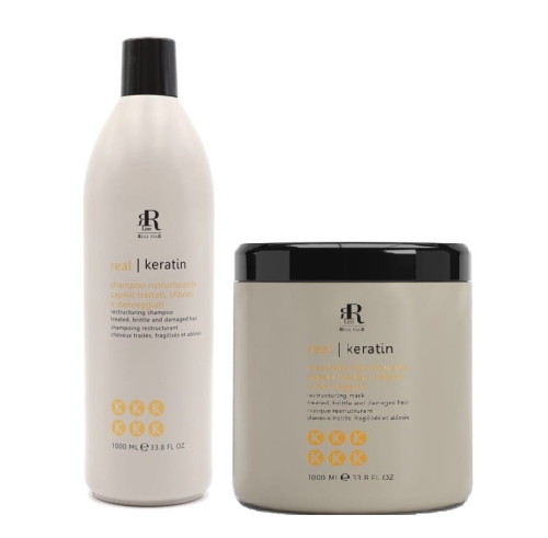 RR LINE KERATIN STAR - Szampon odbudowujący 1000ml + Maska 1000ml Zestaw  do włosów zniszczonych 