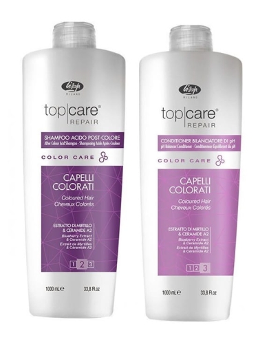 Lisap color care acid Zestaw zakwaszający po koloryzacji szampon i odżywka 2x1000ml 