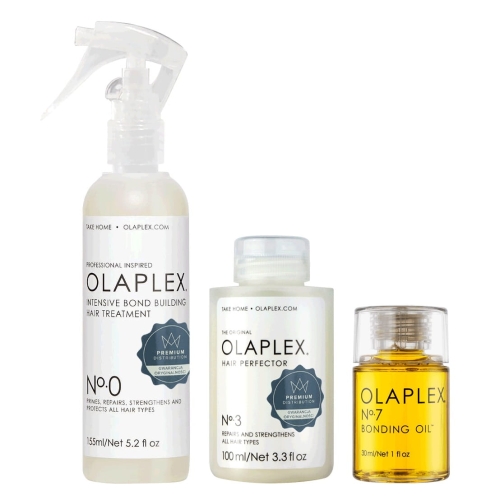 Olaplex Zestaw odbudowujący do włosów no.0 intensywna kuracja 155ml  no.3 maska odbudowa 100ml  no.7 olejek 30ml