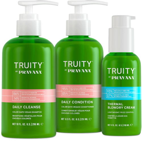 Pravana truity Zestaw do włosów farbowanych szampon 296ml odżywka 251ml i krem termoochronny 118ml