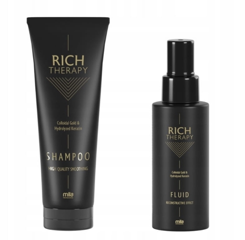 Mila rich therapy Zestaw z keratyną do włosów zniszczonych szampon 250ml fluid 100ml