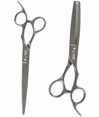 Fox barber expert gunmetal Zestaw do strzyżenia włosów nożyczki 7" degażówki 6"
