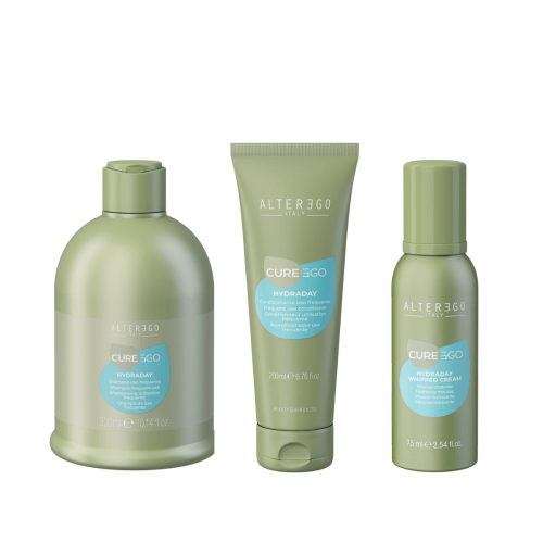 Alter ego cureego hydraday Zestaw nawilżający do włosów Szampon 300ml Odżywka 200ml Pianka 75ml
