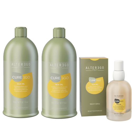 Alter ego cureego silk oil Duży zestaw wygładzający Szampon 950ml Odżywka 950ml Olejek 100ml