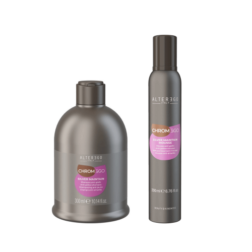 Alter ego chromego silver Zestaw neutralizujący żółte tony do włosów blond Szampon 300ml Pianka 200ml