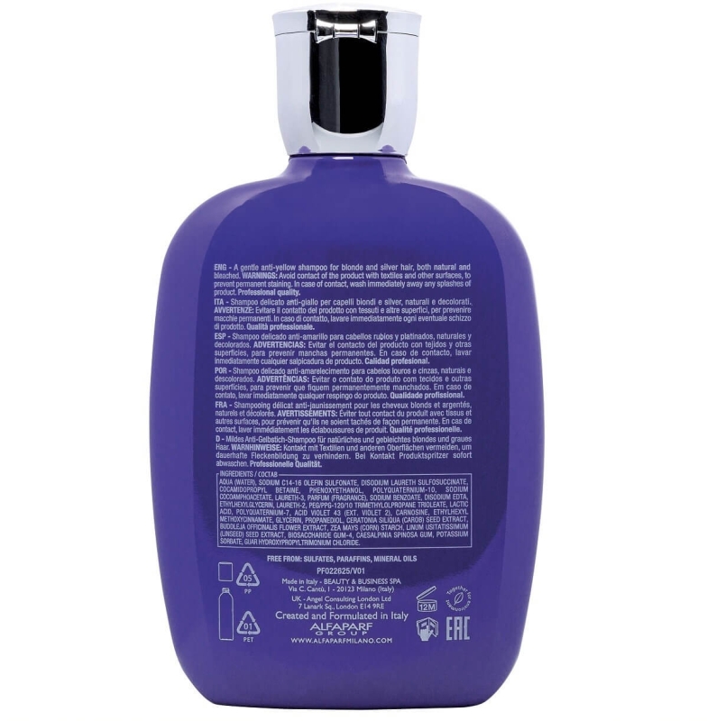 Alfaparf sdl anti-yellow Szampon fioletowy do włosów blond i siwych 250ml