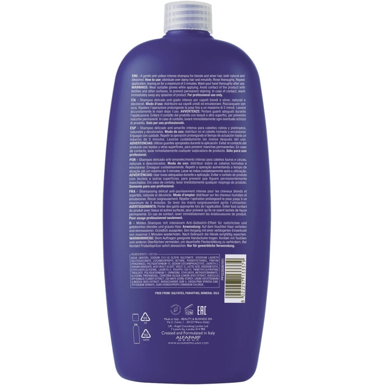 Alfaparf sdl anti-yellow Szampon fioletowy do włosów blond i siwych 1000ml