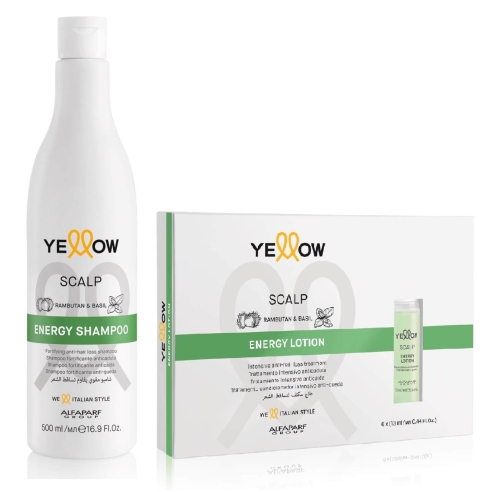 Yellow scalp energy Zestaw przeciw wypadaniu włosów Szampon 500ml i ampułki 6x13ml