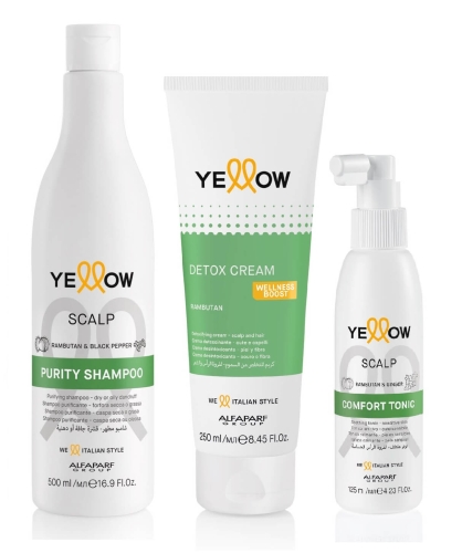 Yellow scalp Zestaw przeciwłupieżowy Szampon 500ml krem oczyszczający 250ml kojący tonik 125ml
