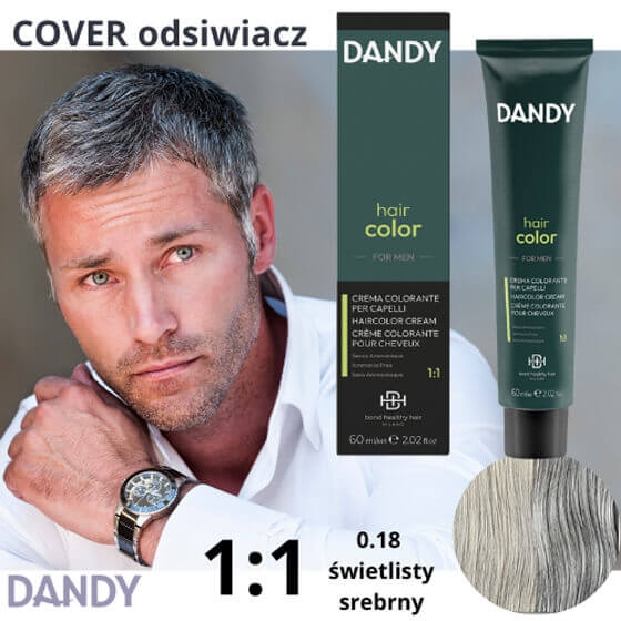 Dandy Farba do włosów dla mężczyzn bez amoniaku 0.18 jasny siwy 60ml
