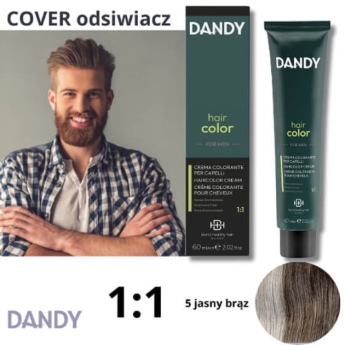 Dandy Farba cover odsiwiacz do włosów bez amoniaku dla mężczyzn 5 jasny brąz 60ml