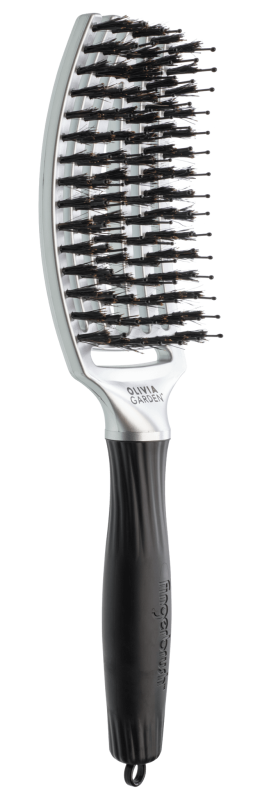 Olivia Garden finger brush trinity silver Szczotka do włosów dzik i nylon srebrna