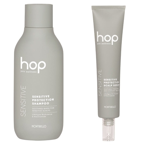 Montibello hop sensitive Zestaw łagodzący do wrażliwej skóry głowy szampon 300ml serum 75ml