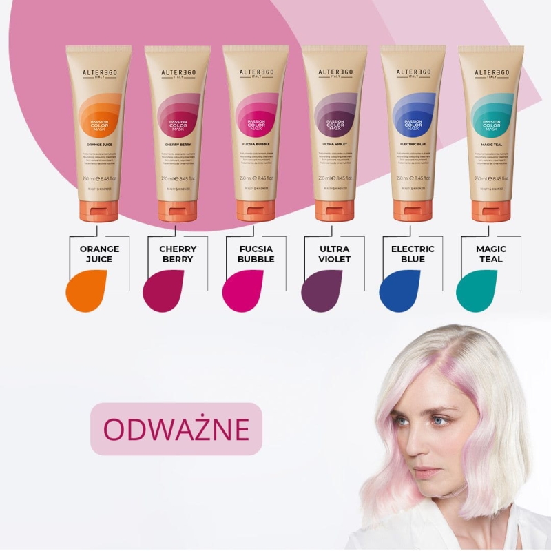 Alter ego passion mask fucsia bubble Maska koloryzująca do włosów fuksja 250ml
