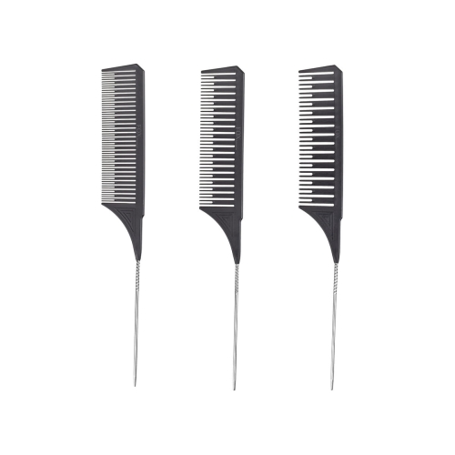 Fox balayage set black Zestaw 3 czarnych grzebieni do balejażu