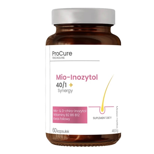 Pro cure tricholine mio-inozytol 40/1 + synergy B6, B2, B12 i kwas foliowy Suplement diety 60 kapsułek