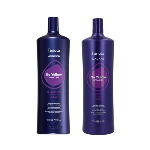 Fanola No Yellow Zestaw do blondu Fioletowy Szampon i Maska 2x 1000ml