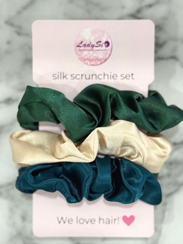 Silk scrunchie set Jedwabne gumki do włosów zestaw 3  sztuki