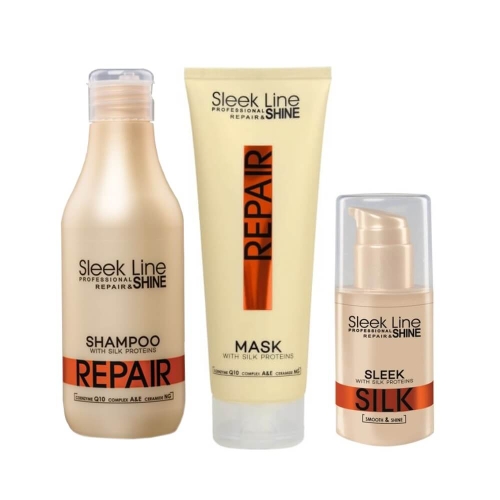 Stapiz Sleek Line Repair Zestaw do włosów zniszczonych Szampon 300ml + Maska 250ml + Odżywka 30ml