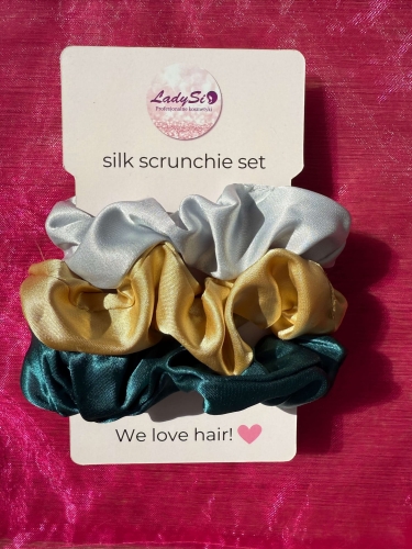  Silk scrunchie set Jedwabne gumki do włosów zestaw 3 sztuki