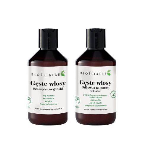 Bioelixire Gęste włosy Zestaw Wegański szampon i odżywka przeciw wypadaniu włosów 2x300ml