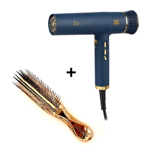 Labor pro elite zephyr le009 Ultralekka suszarka do włosów niebieska 1800W + szczotka Borovsky scalp brush