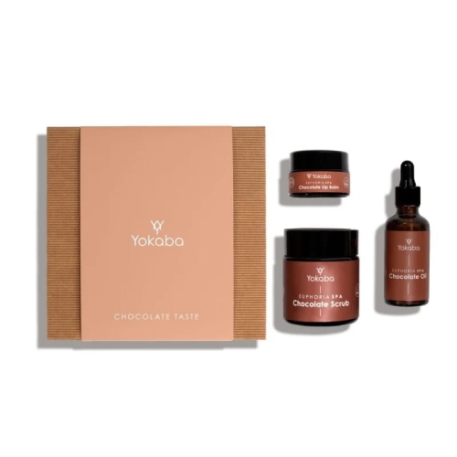 Yokaba chocolate taste zestaw prezentowy olejek do ciała 50ml peeling do ciała 100ml balsam do ust 15ml