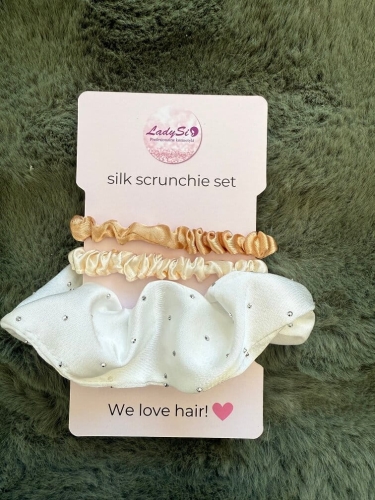 Silk scrunchie set Jedwabne gumki do włosów zestaw 3  sztuki