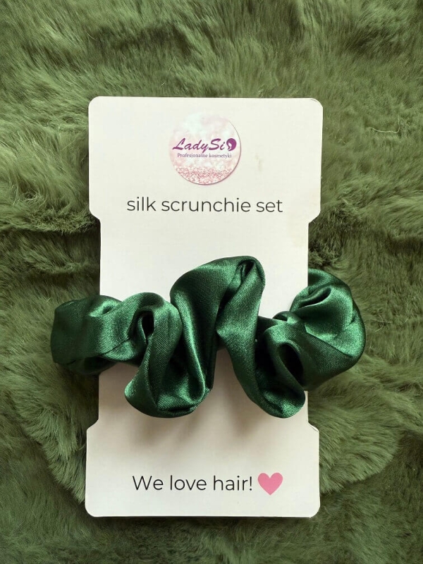 Silk scrunchie Jedwabna gumka do włosów zielona.jpg