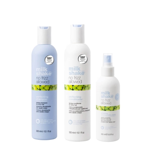 Milk shake no frizz allowed Zestaw wygładzający do włosów puszących  się Szampon 300ml Odżywka 300ml Spray 200ml