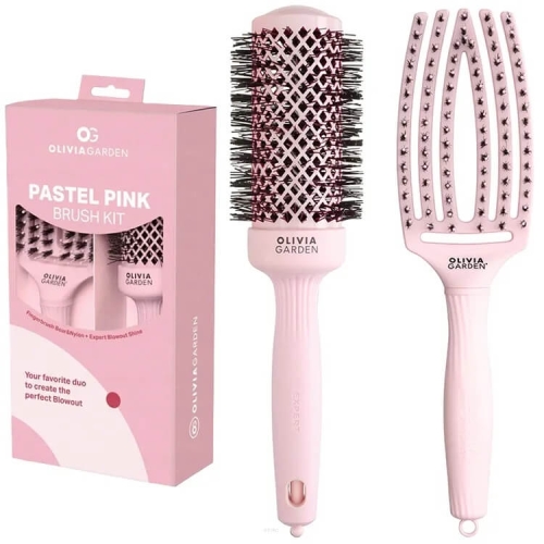 Olivia Garden pastel pink brush kit Zestaw 2 szczotek do stylizacji włosów