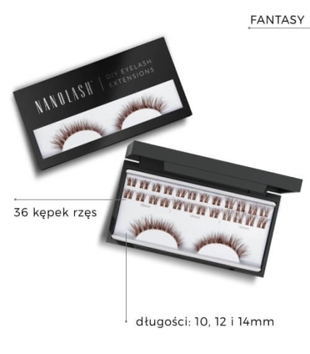 Nanolash diy eyelash extensions Brązowe rzęsy bondingowe w kępkach 36 szt fantasy brown