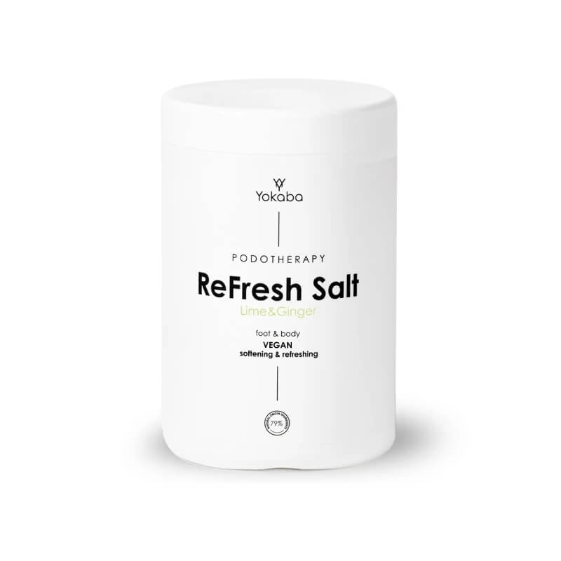 Yokaba podotherapy refresh Myjąco-odświeżająca sól do kąpieli lime & ginger 1000ml.jpg