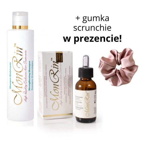 Monrin Zestaw przeciw wypadaniu włosów Szampon 250ml Koncentrat 60ml + scrunchie