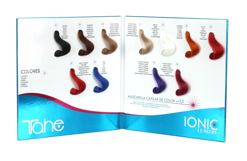 Maska koloryzujące Tahe lumiere ionic pH 3,5 paleta kolorów.jpg