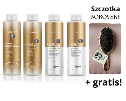 Joico k-pak profesjonalny Zestaw odbudowa 4x1L + szczotka