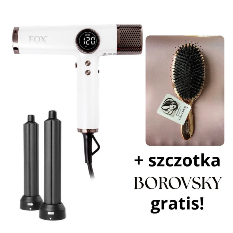 Fox pearl Suszarka do włosów z jonizacją, dyfuzorem i dyszami lokującymi 1800w + szczotka rose gold.jpg